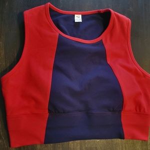 Fila Blue and Red Crop Top Sports Bra High Neckline Size Large